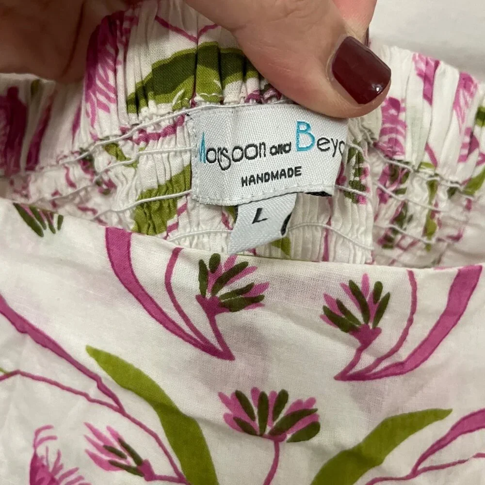 Monsoon & Beyond 1919 Estella Mongrove Pink Floral Puff Sleeve Midi Dress Size L - Picture 3 of 6